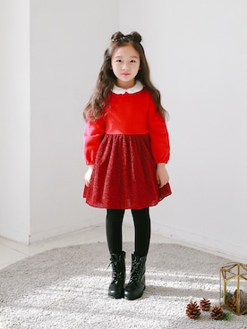 「アイテム（ブーツ）」を使った、ILOVEJさん（キッズ・110cm）の冬コーディネート