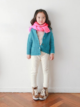 「アイテム（マフラー）」を使った、ILOVEJさん（キッズ・110cm）の冬コーディネート