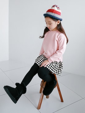 「アイテム（ワンピース/ドレス）」を使った、ILOVEJさん（キッズ・130cm）の冬コーディネート