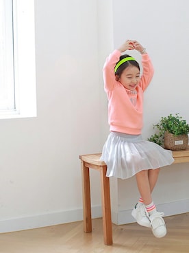 「アイテム（スウェット）」を使った、ILOVEJさん（キッズ・130cm）の冬コーディネート