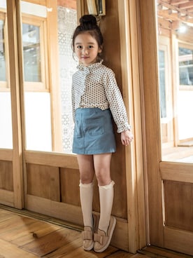 「アイテム（レッグウェア）」を使った、ILOVEJさん（キッズ・120cm）の冬コーディネート