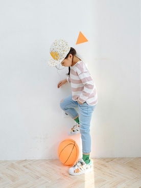 「アイテム（レッグウェア）」を使った、ILOVEJさん（キッズ・120cm）の春コーディネート