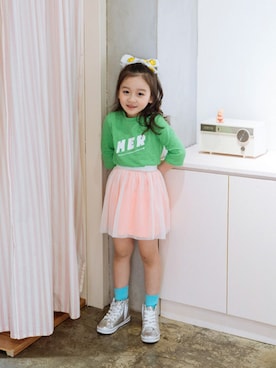 「アイテム（サンダル）」を使った、ILOVEJさん（キッズ・120cm）の春コーディネート