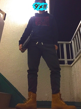 「H&M DIVIDED（エイチアンドエム　ディヴァイデッド）のアイテム（スラックス）」を使った、柳下力也さん（メンズ・170cm）の冬コーディネート