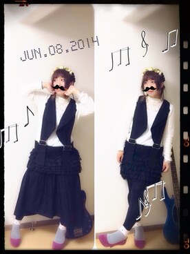 「アイテム（カチューシャ、ホワイト系）」を使った、ふーもさん（レディース・148cm）の夏コーディネート