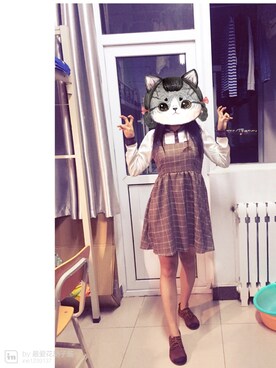 「アイテム（ドレス、ブラウン系）」を使った、星星さん（レディース・164cm）の秋コーディネート