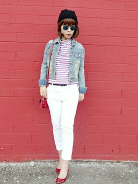 「CECIL McBEE（セシルマクビー）のアイテム（デニムジャケット）」を使った、Megchuさん（レディース・155cm）の秋コーディネート