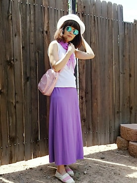 「Oasis（オアシス）のアイテム」を使った、Megchuさん（レディース・155cm）の夏コーディネート