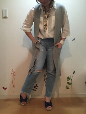 「ビッグシャツ」｜「アイテム（その他トップス）」を使った、みのこさん（レディース・153cm）の夏コーディネート
