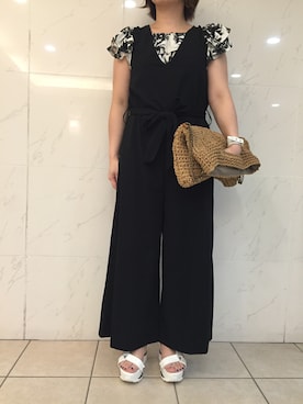 「7月WEAR夏のサンダル祭り」｜「アイテム（オールインワン・サロペット）」を使った、みのこさん（レディース・153cm）の夏コーディネート