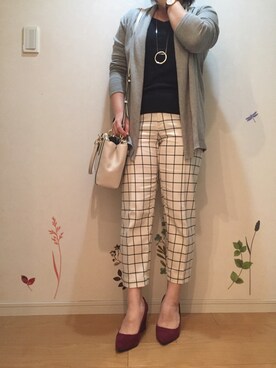 「IMAGE（イマージュ）のアイテム（パンツ）」を使った、みのこさん（レディース・153cm）の秋コーディネート