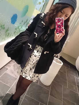 「ニット帽コーデ」｜「アイテム（ピーコート）」を使った、maiさん（レディース・159cm）の春コーディネート
