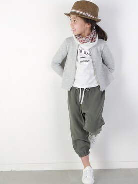 「no brand（ノーブランド）のアイテム（ノーカラージャケット）」を使った、深起さん（キッズ・110cm）の春コーディネート