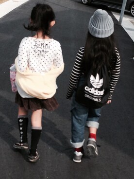 「FREAK'S STORE（フリークスストア）のアイテム（つなぎ/オールインワン）」を使った、YUNAaaa  。さん（キッズ・120cm）の秋コーディネート
