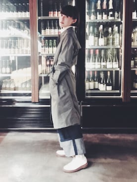 「アイテム（ナイロンジャケット、グリーン系）」を使った、Ningさん（レディース・163cm）の春コーディネート