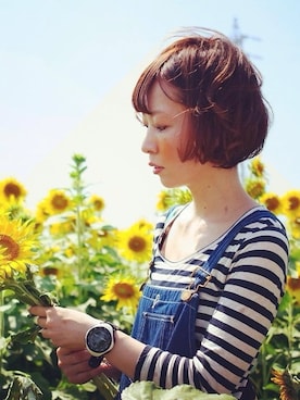「ジャパンブルー」｜「アイテム（サロペット/オーバーオール）」を使った、とんとんさん（レディース・158cm）の夏コーディネート