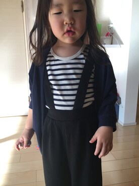 「GLOBAL WORK（グローバルワーク）のアイテム（オールインワン・サロペット）」を使った、ひいなぎさん（キッズ・90cm）の秋コーディネート