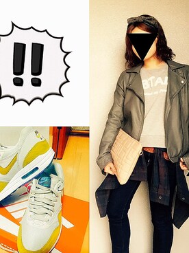 「airmax」｜「アイテム（ライダースジャケット）」を使った、ががちゃんさん（レディース・152cm）の冬コーディネート