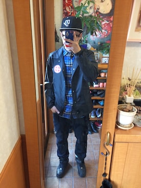 「ネルシャツ」｜「アイテム（ナイロンジャケット）」を使った、Tatsuさん（メンズ・172cm）の秋コーディネート