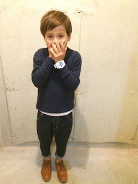 「adidas（アディダス）のアイテム（腕時計）」を使った、tokyonhさん（キッズ・120cm）の冬コーディネート