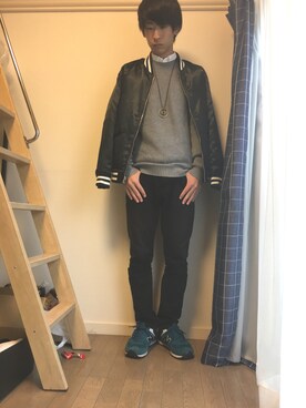 「Right-on（ライトオン）のアイテム（スタジャン）」を使った、keiさん（メンズ・175cm）の秋コーディネート