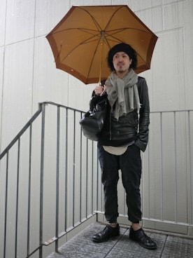 「アイテム（アンクレット）」を使った、永田さん（メンズ・168cm）の冬コーディネート