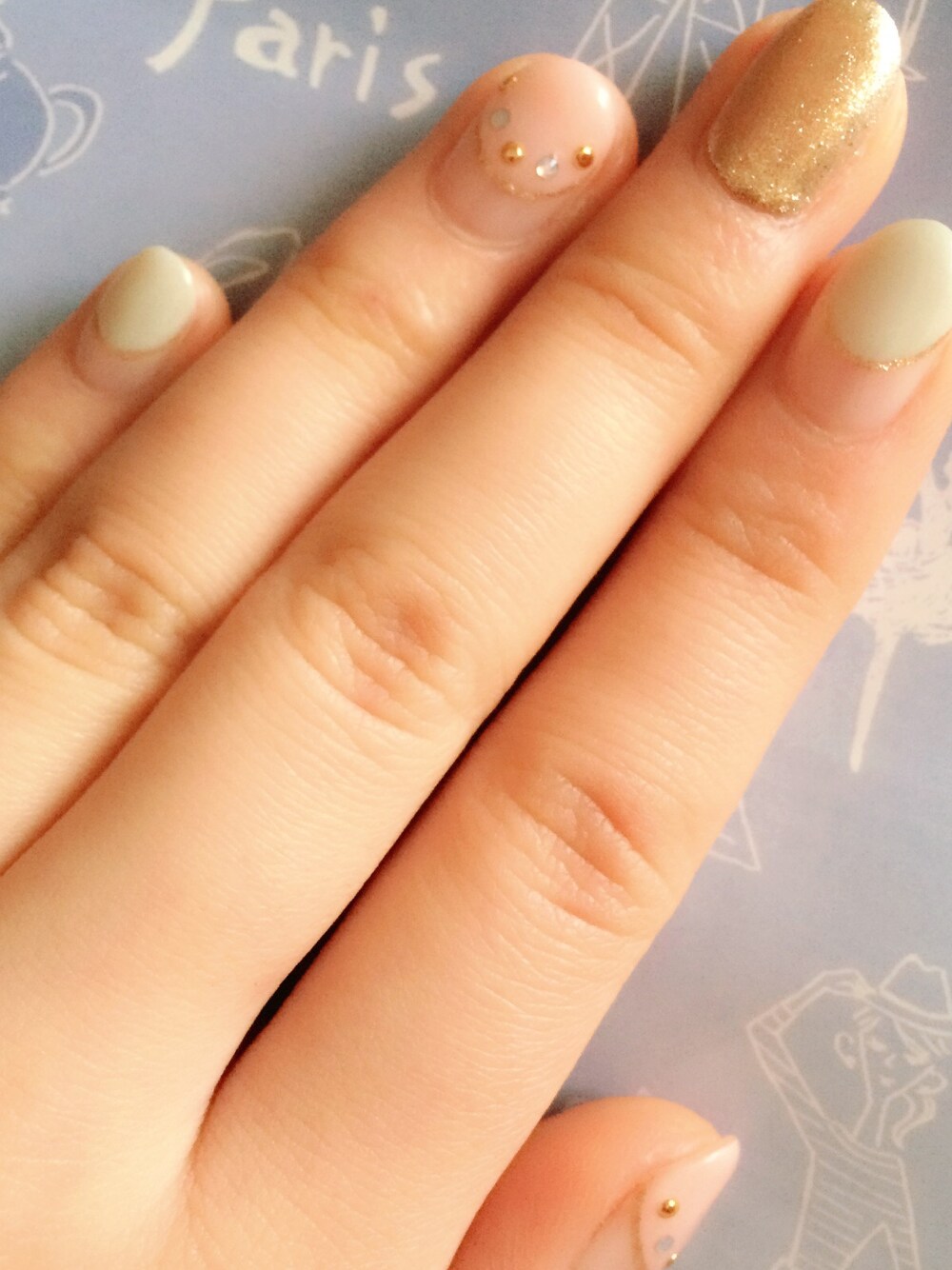 「ネイル、パステルカラー、キキララ」｜「no brandのアイテム（その他、ピンク系）」を使った、ねこねさん（レディース・162cm）の冬コーディネートの1枚目の写真