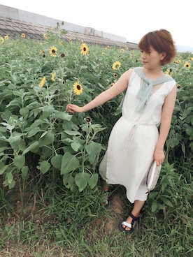 「AIGLE（エーグル）のアイテム（ワンピース/ドレス）」を使った、ねこねさん（レディース・162cm）の夏コーディネート