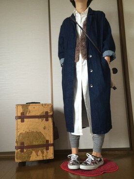 「archives（アルシーヴ）のアイテム（シャツワンピース）」を使った、ねこねさん（レディース・162cm）の秋コーディネート