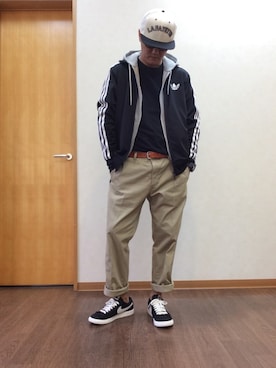 「ロールアップ」｜「アイテム（ジャージ）」を使った、シュウさん（メンズ・173cm）の春コーディネート
