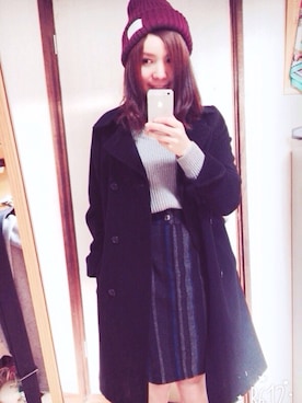 「COMME CA DU MODE（コムサデモード）のアイテム（ピーコート）」を使った、ゆめさん（レディース・154cm）の冬コーディネート
