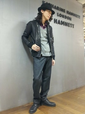 「HAMNETT（ハムネット）のアイテム（シューズ）」を使った、大粒来　健明さん（メンズ・168cm）の冬コーディネート