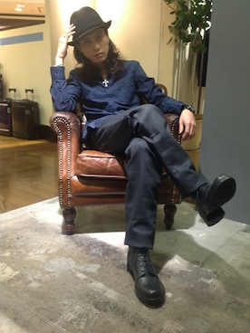 「HAMNETT（ハムネット）のアイテム（トップス）」を使った、大粒来　健明さん（メンズ・168cm）の冬コーディネート