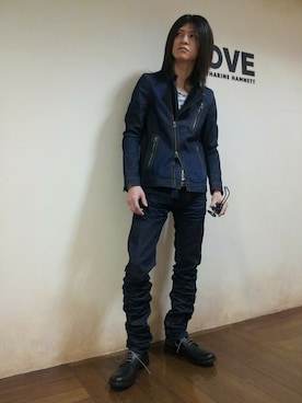 「HAMNETT（ハムネット）のアイテム（ブーツ）」を使った、大粒来　健明さん（メンズ・168cm）の春コーディネート