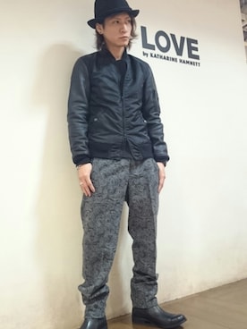 「HAMNETT（ハムネット）のアイテム（ブーツ）」を使った、大粒来　健明さん（メンズ・168cm）の秋コーディネート