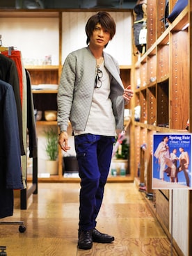 「HAMNETT（ハムネット）のアイテム（ジャケット/アウター）」を使った、大粒来　健明さん（メンズ・168cm）の春コーディネート
