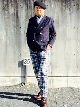 「ショールカラー」｜「アイテム（テーラードジャケット）」を使った、でゑさん（メンズ・175cm）の冬コーディネート