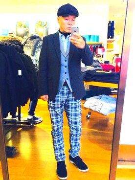 「タータンチェック」｜でゑさん（メンズ・175cm）の冬コーディネート
