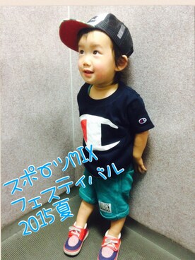 「BeBe（ベベ）のアイテム（キャップ）」を使った、haruhisa（⁘‿̑̈⁘）さん（キッズ・90cm）の春コーディネート