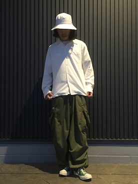 「CIAOPANIC（チャオパニック）のアイテム（帽子）」を使った、kenichi iwasakiさん（メンズ・178cm）の春コーディネート