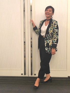 「OZOC（オゾック）のアイテム（スラックス）」を使った、ayaさん（レディース・152cm）の秋コーディネート