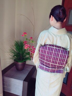 「アイテム（浴衣、グリーン系）」を使った、viviさん（レディース・157cm）の冬コーディネート