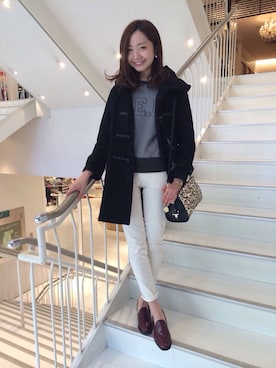 「Another Edition（アナザーエディション）のアイテム（ダッフルコート）」を使った、momoさん（レディース・162cm）の冬コーディネート