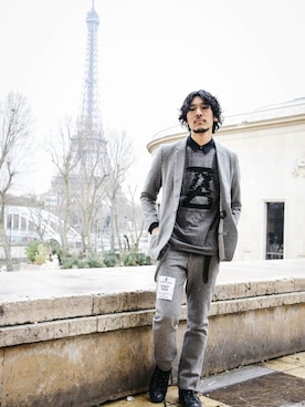 「ウールパンツ」｜タケダさん（メンズ・179cm）の春コーディネート