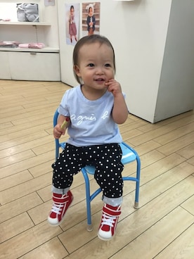 「ドット柄」｜agnès b. Enfant店長さん（キッズ・75cm）の秋コーディネート