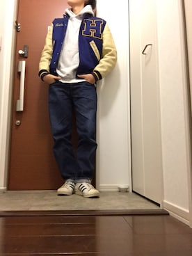 「リーバイス」｜「アイテム（スタジャン）」を使った、Akira0127さん（メンズ・174cm）の冬コーディネート