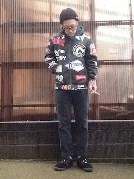 「FTC（エフティーシー）のアイテム（ニットキャップ/ビーニー）」を使った、psychojunkyさん（メンズ・170cm）の冬コーディネート