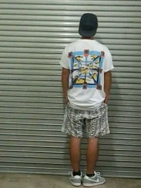 「スネーク柄」｜「アイテム（帽子）」を使った、psychojunkyさん（メンズ・170cm）の夏コーディネート