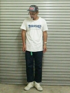 Supreme のキャップを使った「ドット柄」の人気ファッション