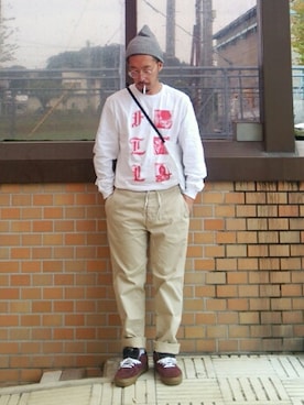 「SSUR（サー）のアイテム（帽子）」を使った、psychojunkyさん（メンズ・170cm）の秋コーディネート